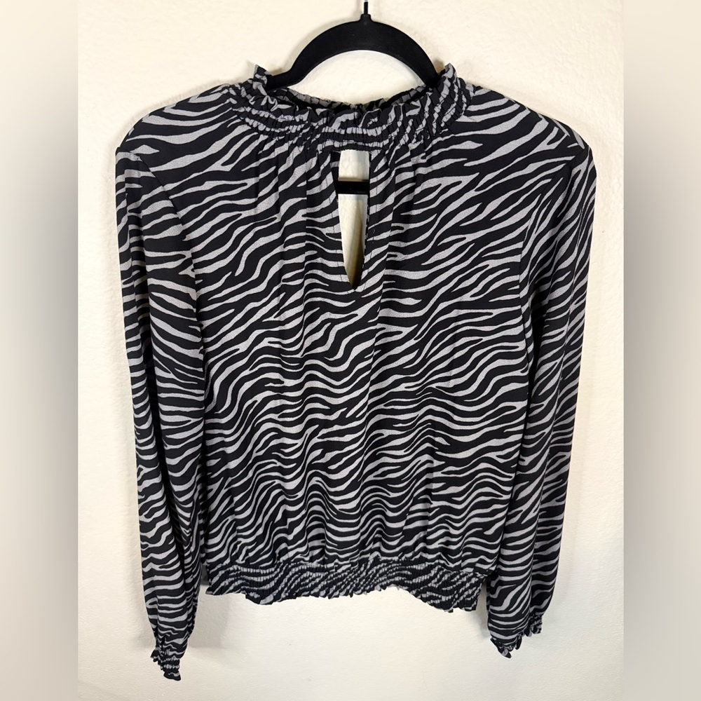 Michael Kors Black and Gray Zebra Print Blouse - Picture 2 of 6